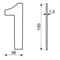 RN.150L.1.CE číslo "1" 150mm čierne matné