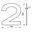 RN.150L.2.CE číslo "2" 150mm čierne matné