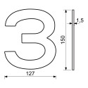 RN.150L.3.CE číslo "3" 150mm čierne matné