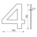 RN.150L.4.CE číslo "4" 150mm čierne matné