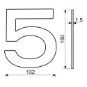 RN.150L.5.CE číslo "5" 150mm čierne matné