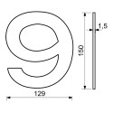 RN.150L.9.CE číslo "9" 150mm čierne matné