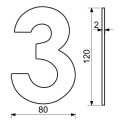 RN.120L.3.MD číslo "3" 120mm medené