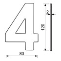 RN.120L.4.MD číslo "4" 120mm medené