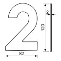 RN.120L.2.CE număr "2" 120mm negru mat