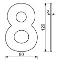 RN.120L.8.CE číslo "8" 120mm čierne matné