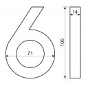 Číslo "6" 3D 100mm Al